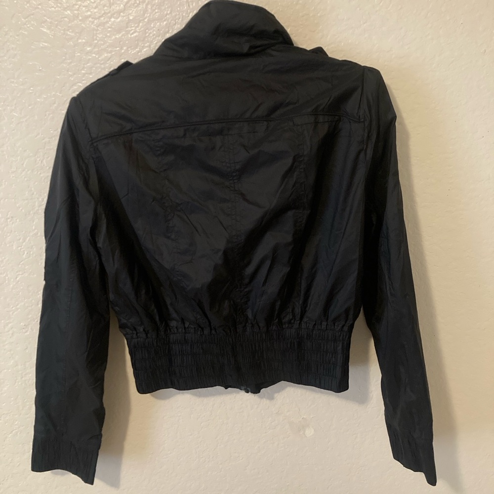 Women's Black Bomber  style windbreaker Jacket - Picture 2 of 3